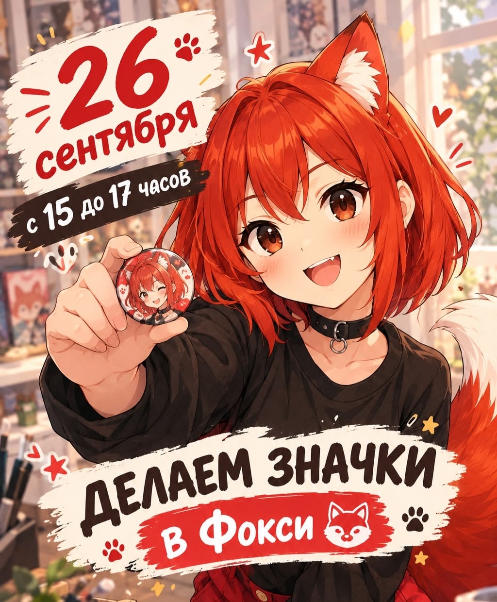 26 сентября, с 15 до 17 часов - делаем значки в Фокси!