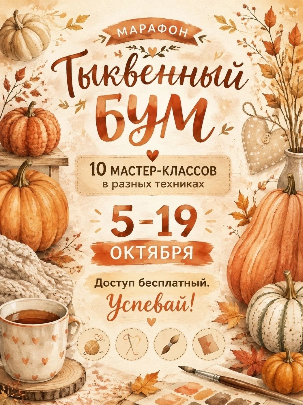Участвую в марафоне «Тыквенный БУМ» для рукодельниц от "Неси чашку"!