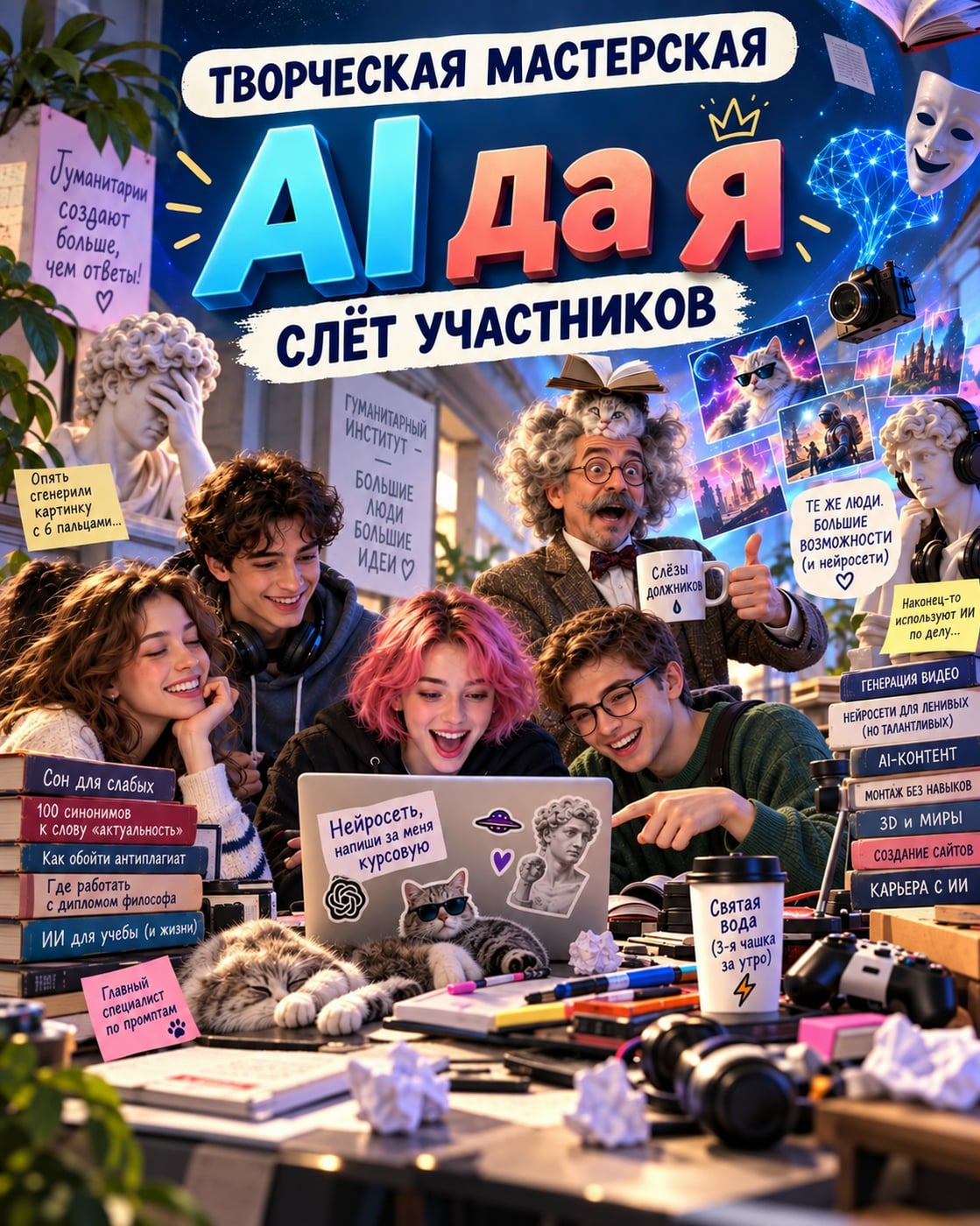Творческая мастерская «AI да я» набирает людей. Желательно живых