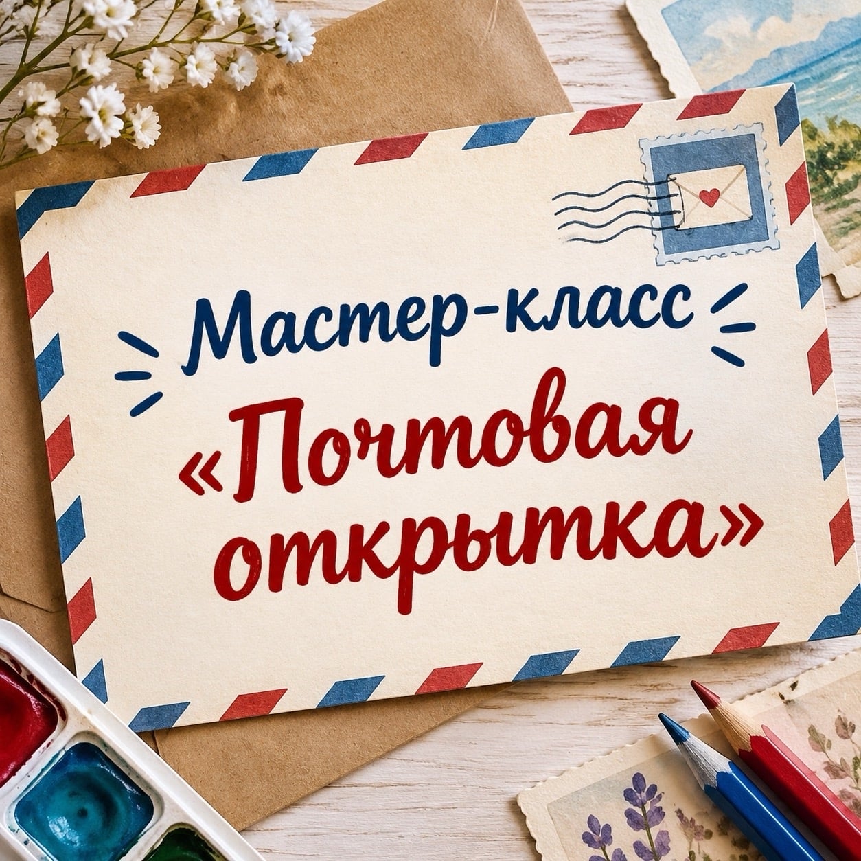 00 на мастер-класс «Почтовая открытка»