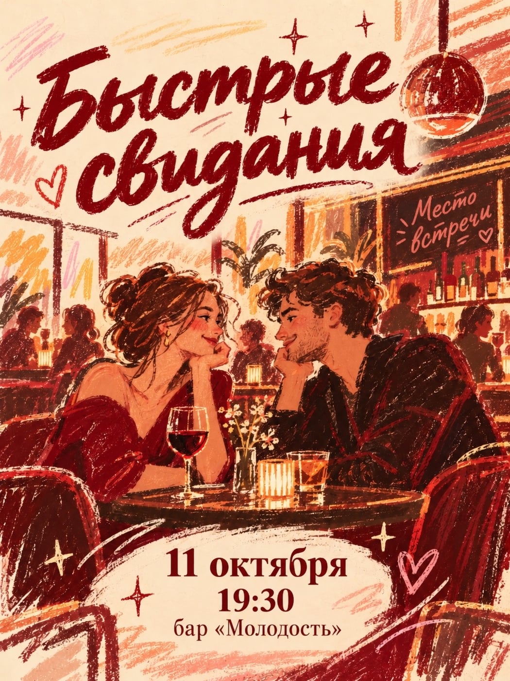 Быстрые свидания: 35+ в диско-бар «Молодость»