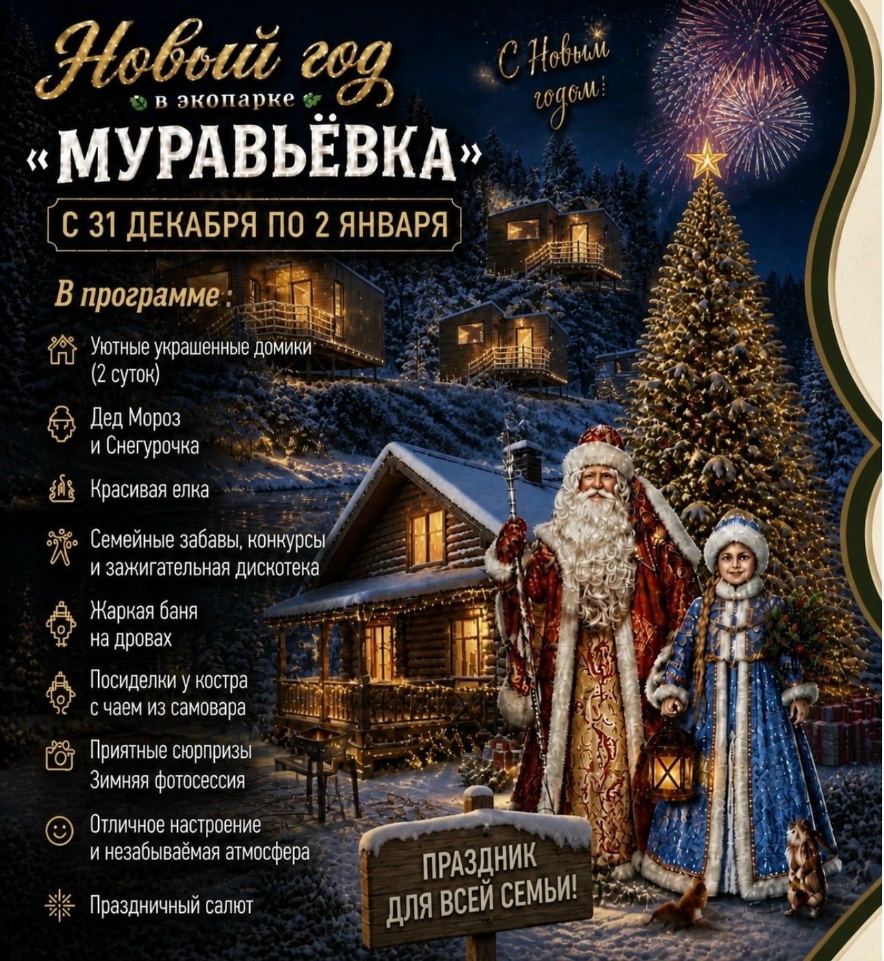 Экопарк «Муравьёвка» приглашает встретить Новый год 2027 на природе!
