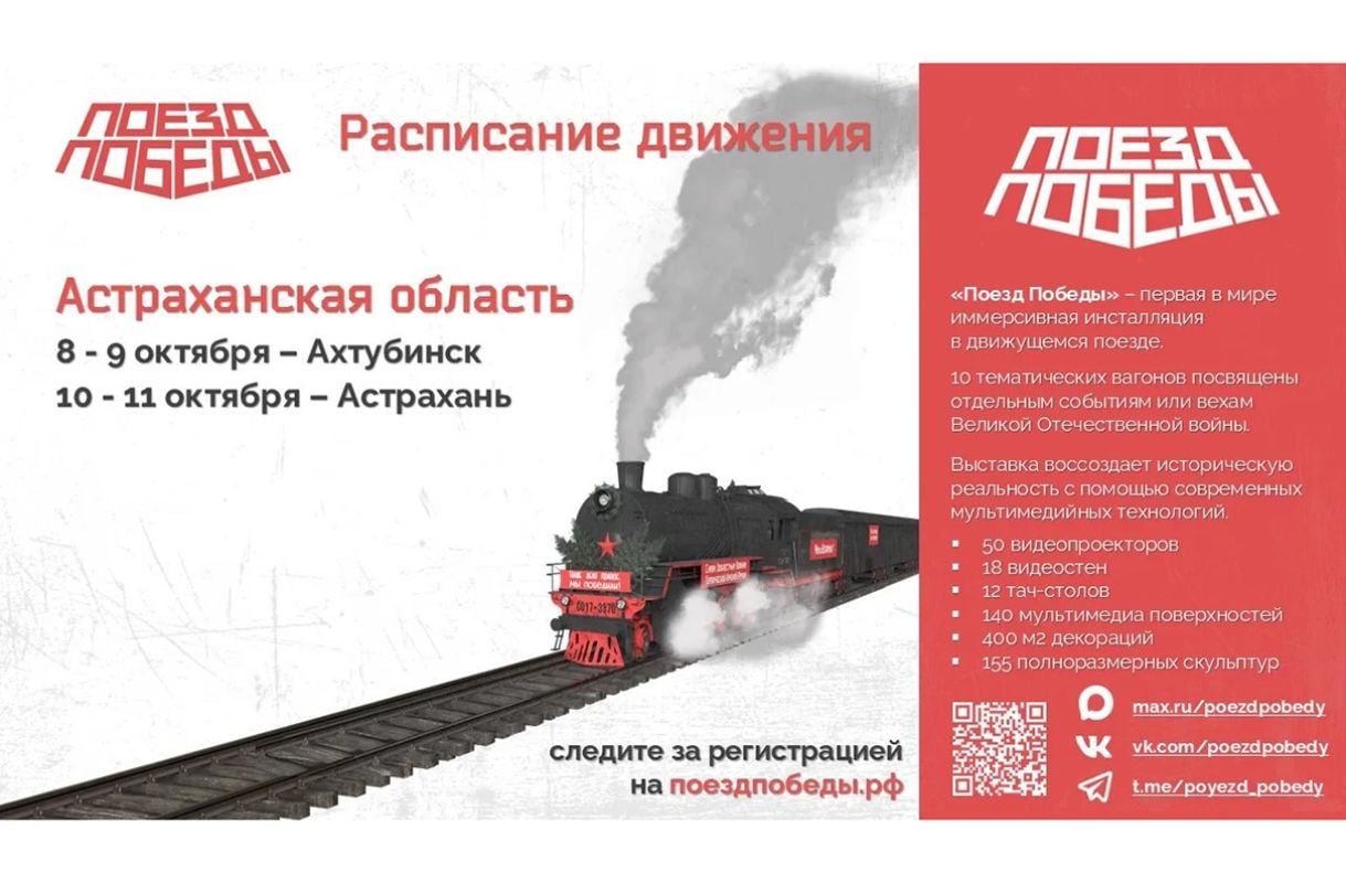"Поезд Победы" прибудет в Астраханскую область