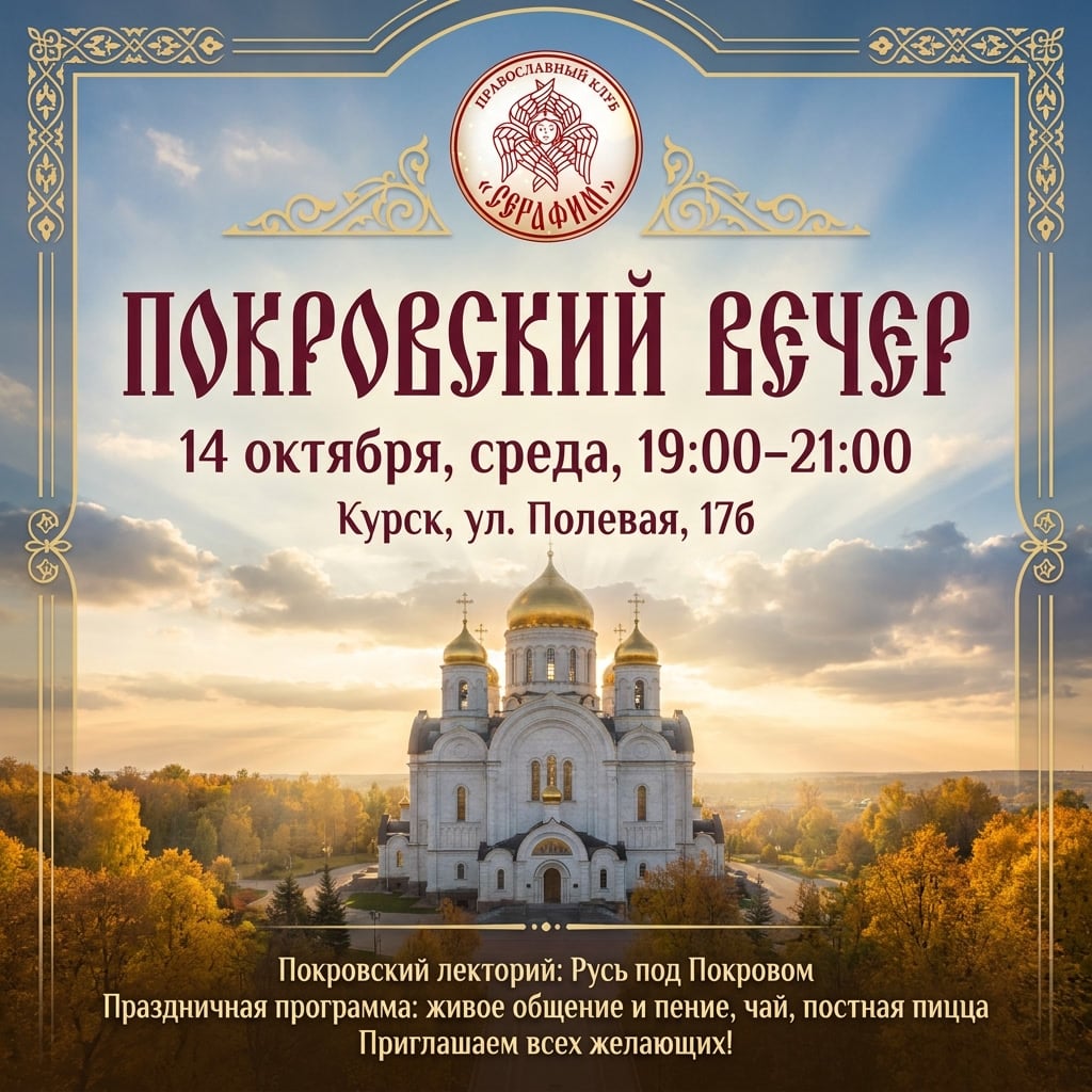 АНОНС | ПОКРОВСКИЙ ВЕЧЕР В КЛУБЕ «СЕРАФИМ»: 14.10.2026 в 19.00