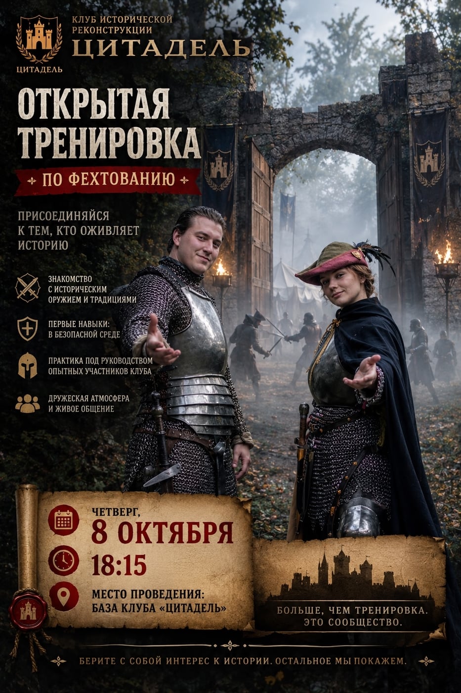 Открытая тренировка по фехтованию в клубе "Цитадель"!