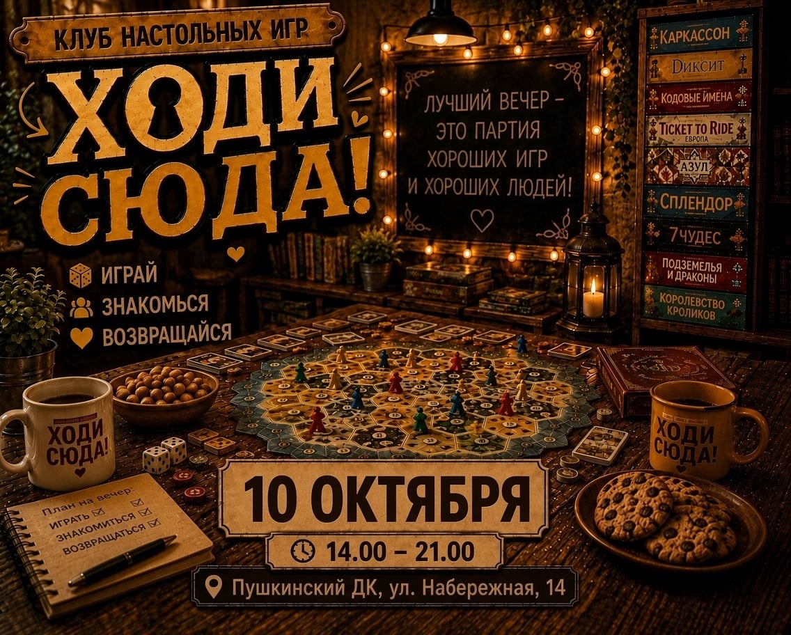 10 октября ждем вас в клубе настольных игр «Ходи сюда!»