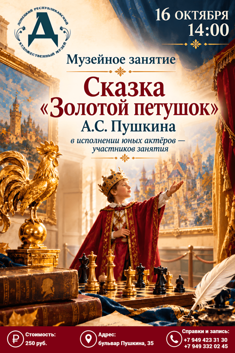 Музейное занятие «Сказка «Золотой петушок» А.С. Пушкина в исполнении юных актёров-участников занятия»