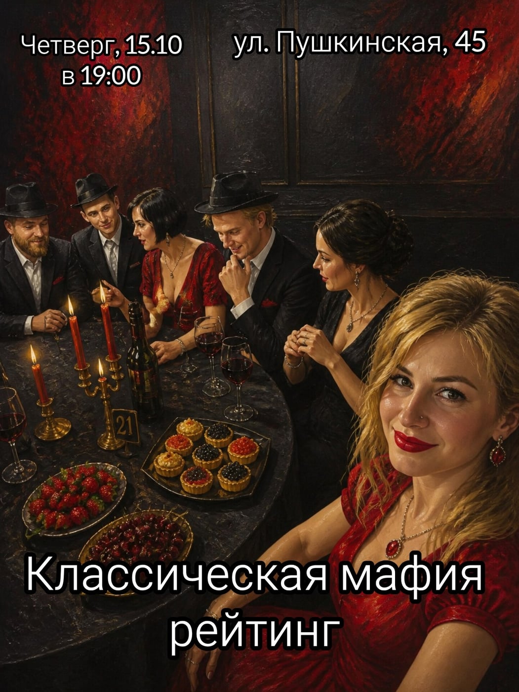 Четверг, 15.10 в 19:00 играем в классическую Мафию