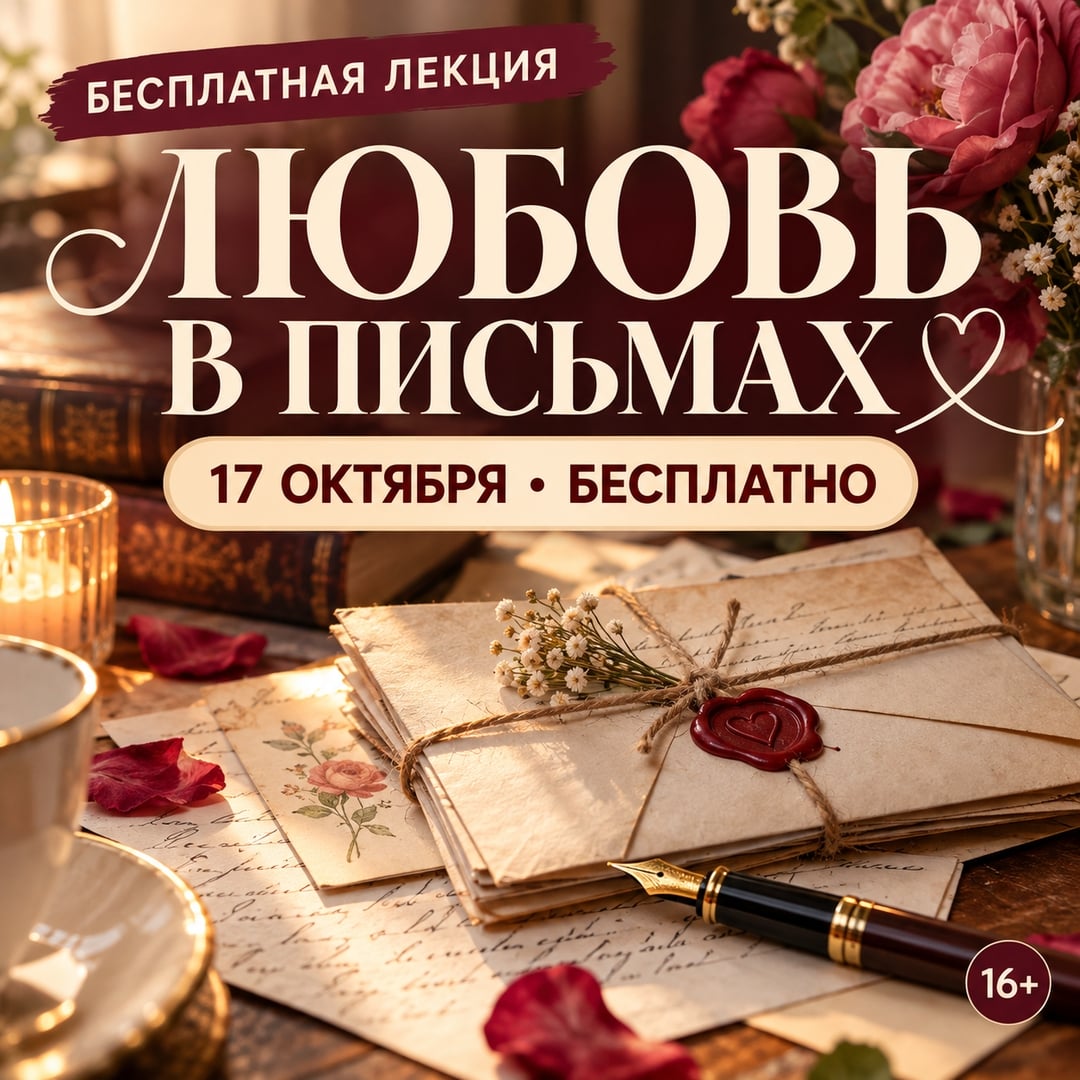 БЕСПЛАТНАЯ ЛЕКЦИЯ «ЛЮБОВЬ, ЗАПЕЧАТЛЁННАЯ В ПИСЬМАХ»