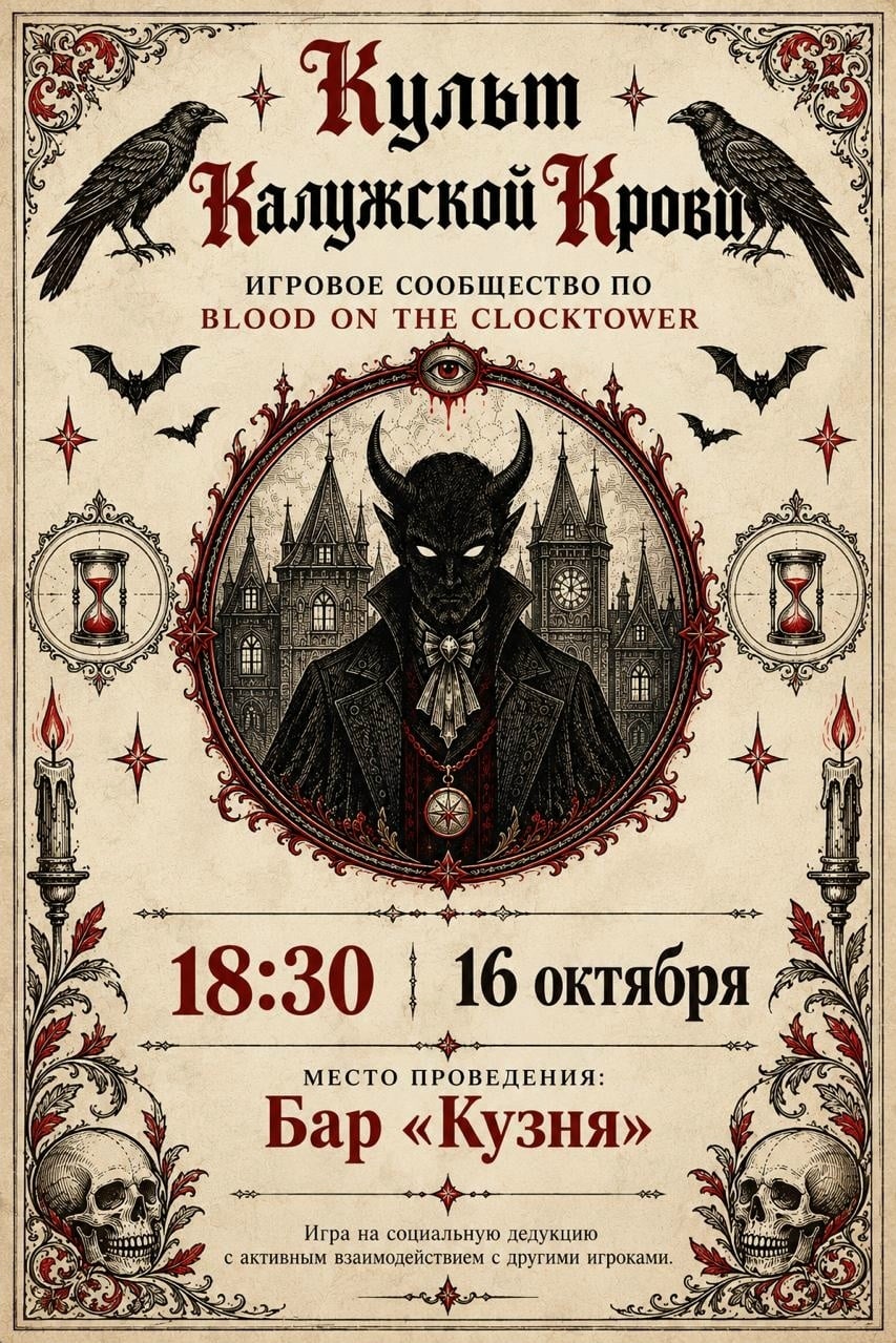 Игротека «Кровь на часовой башне» в баре «Кузня»