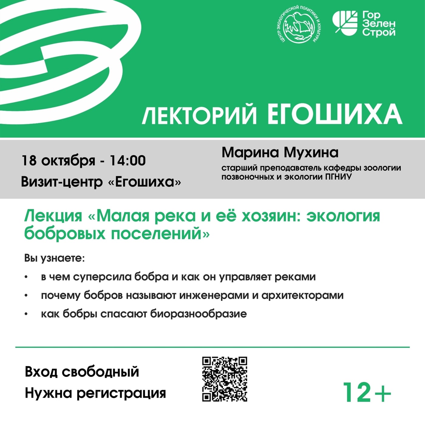 18 октября — Международный день бобра! Отмечаем вместе в «Егошихе»