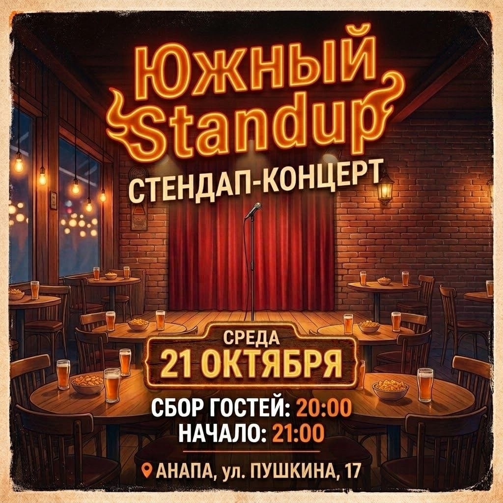ЮЖНЫЙ СТЕНДАП | 21 октября, среда, 21:00 | 18+