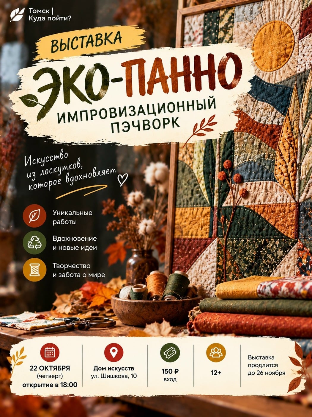 В Томске открывается выставка «Эко-панно. Импровизационный пэчворк»