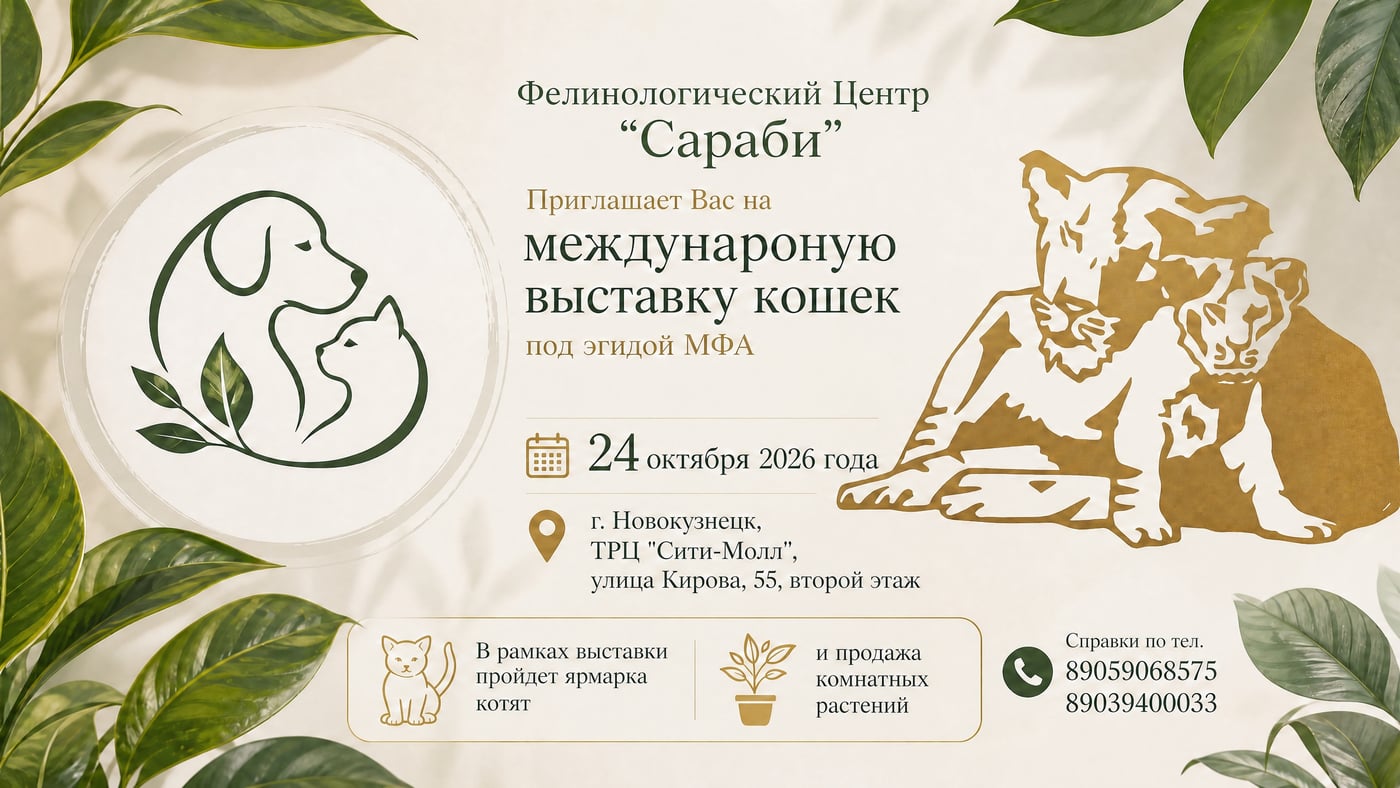 Международная выставка кошек в Новокузнецке — 24 октября!