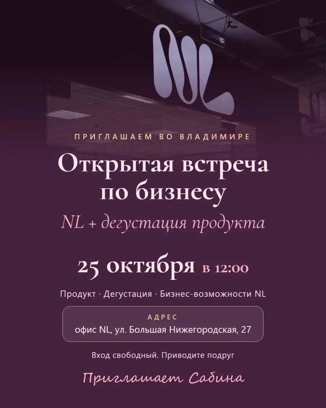 Открытая бизнес-встреча NL во Владимире - 25 октября в 12:00