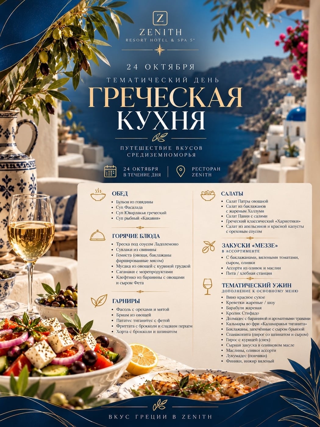 24 октября в ZENITH — тематический день греческой кухни!