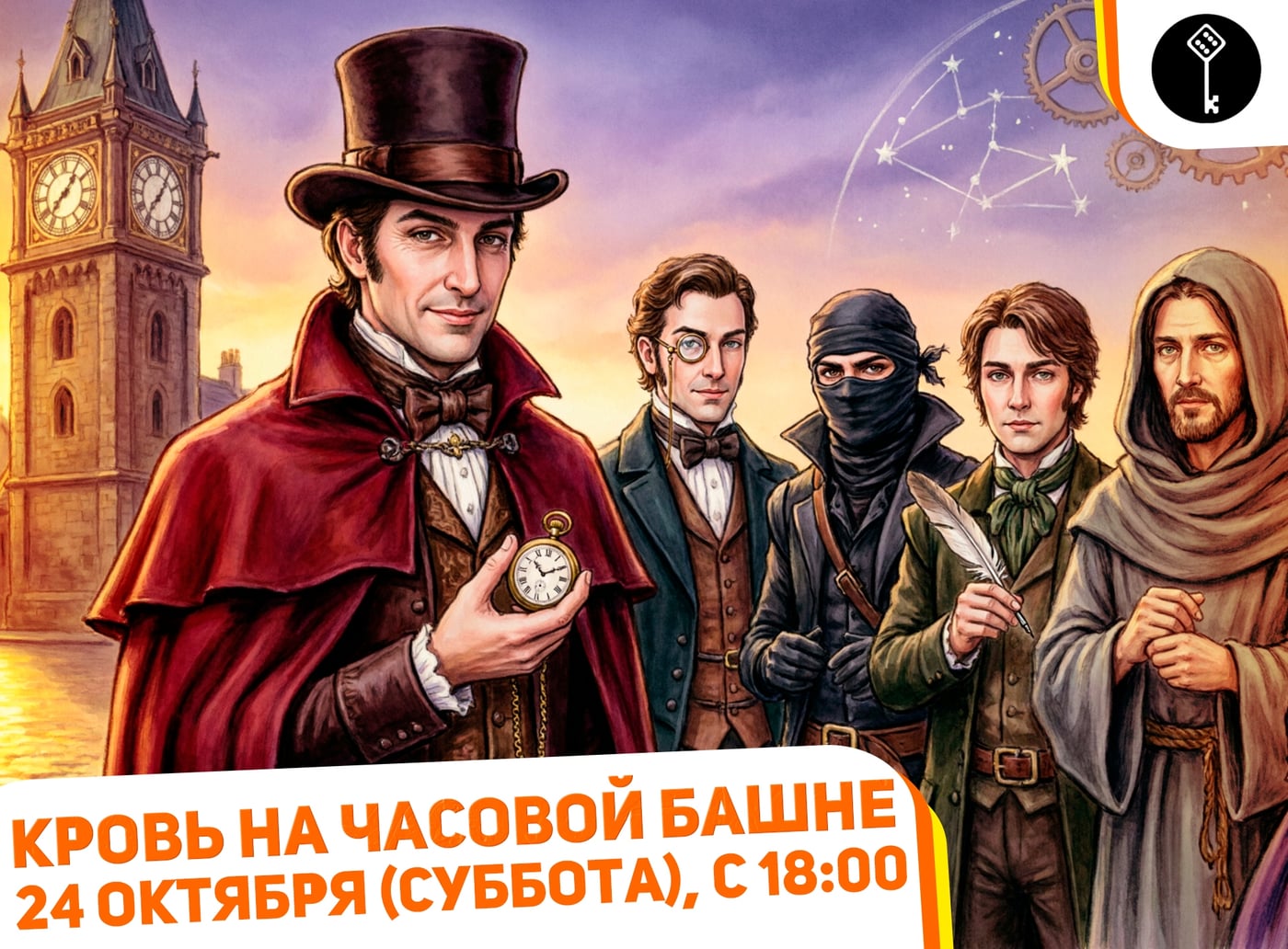 Кровь на часовой башне от клуба ANY KEY