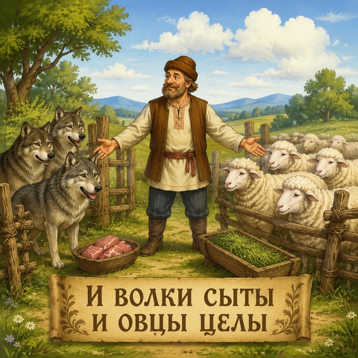 СКАЗКИпричта «Чтобы были овцы целы и волки сыты»