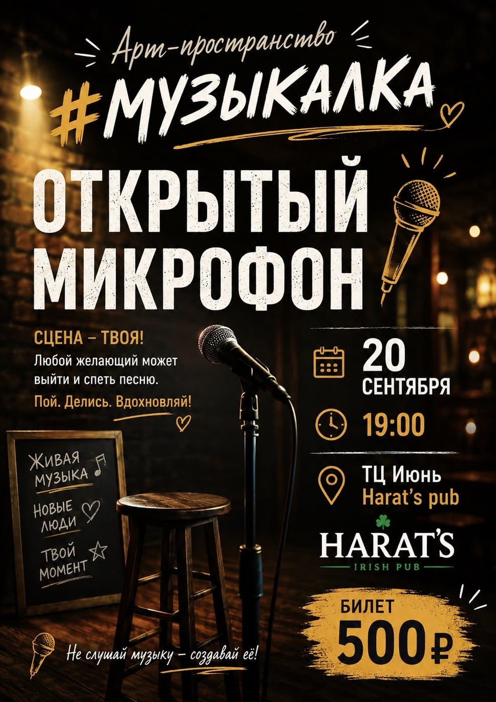 ОТКРЫТЫЙ МИКРОФОН 20 СЕНТЯБРЯ: СЦЕНА — ТВОЯ!