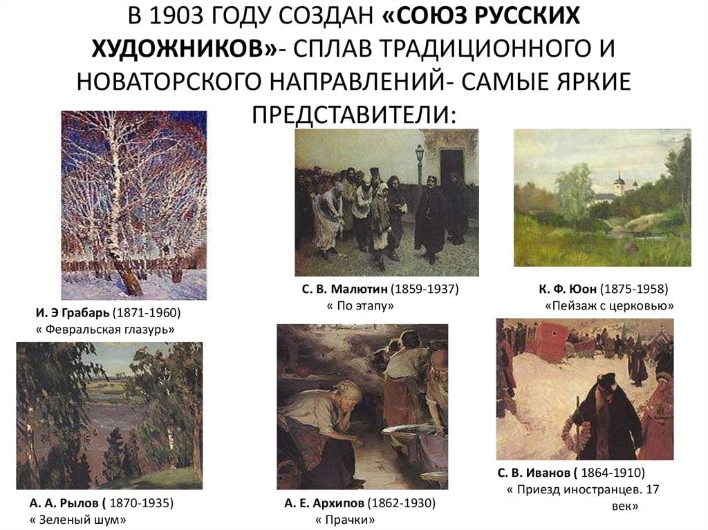 о деятельности «Союза русских художников»
