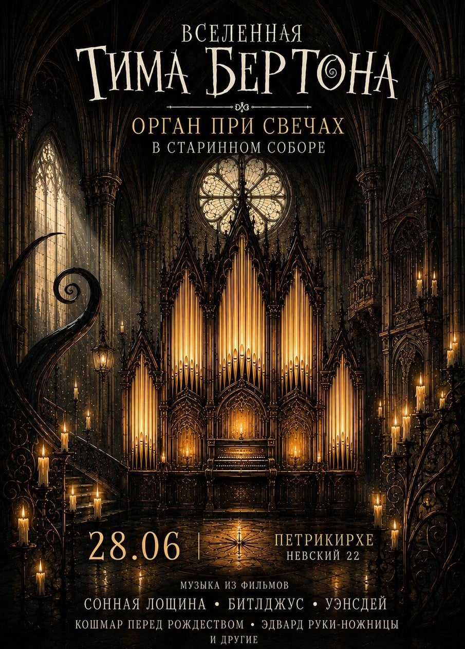 Вселенная Тима Бертона. Орган при свечах в старинном соборе