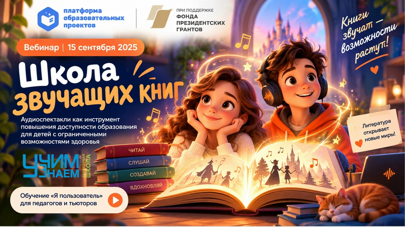 Сегодня прошёл вебинар проекта «Школа звучащих книг»