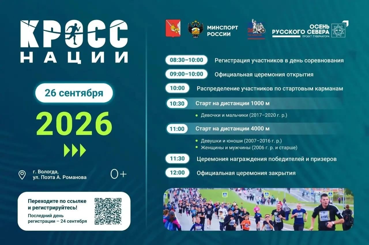 Вологда присоединится к всероссийскому «Кроссу нации» 26 сентября