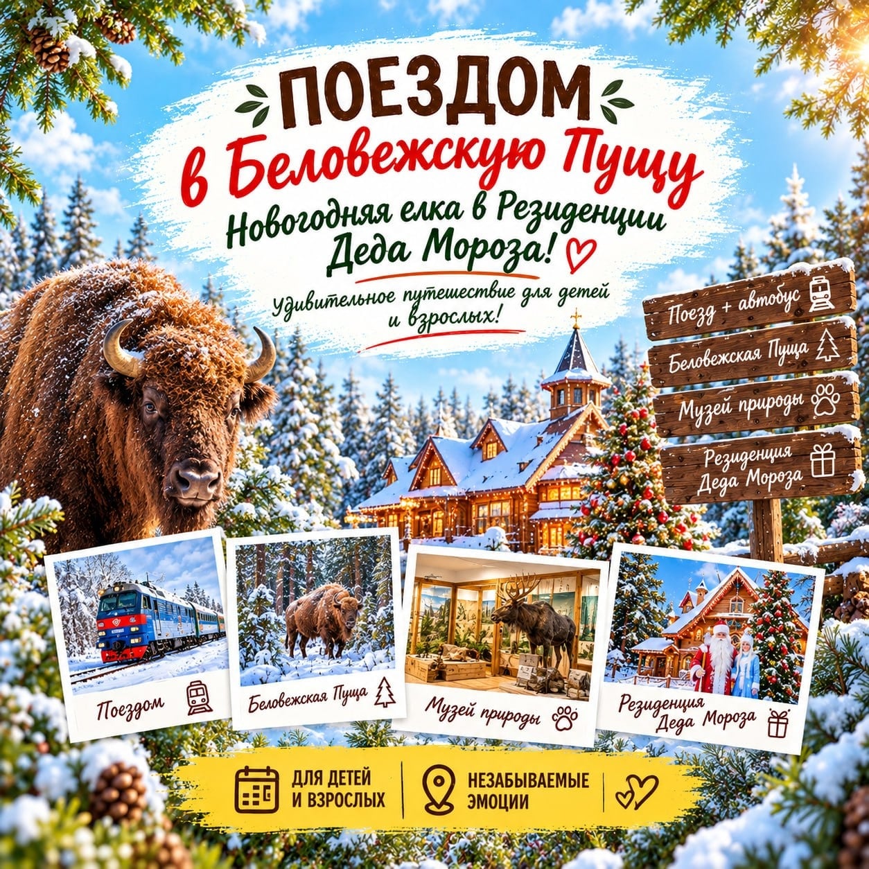 ПОЕЗДОМ В БЕЛОВЕЖСКУЮ ПУЩУ: Новогодняя елка в Резиденции Деда Мороза!