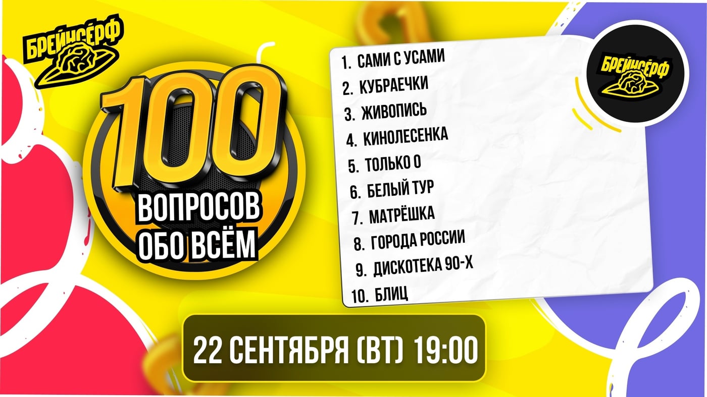 Квиз «МИКС ТЕМ - 100 вопросов обо всём»