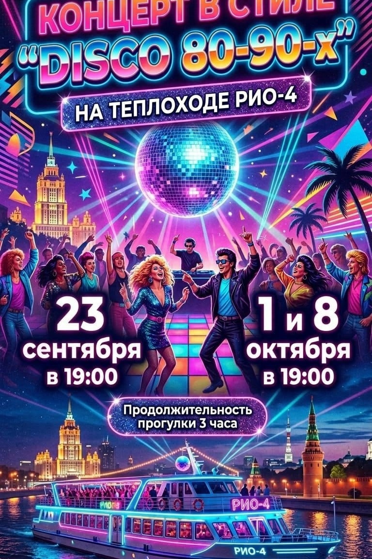 Концерт в стиле "DISCO 80-90-х" на теплоходе РИО-4